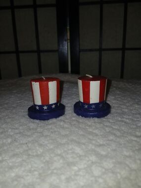 Patriotic Red White Blue Top Hat Candles - Home Accents